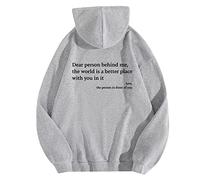 behound Dear Person Behind Me Hoodie, Personalized Sweatshirt, You Are Enough Sweatshirt Mental Health (Grey,XL)