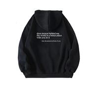 behound Dear Person Behind Me Hoodie, Personalized Sweatshirt, You Are Enough Sweatshirt Mental Health (Black,XL)