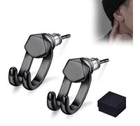 behound Detachable Dual Stud Earrings, Dual Purpose Stud Earring Prong Ear, 2023 New Vintage Fashion Punk Earring for Men Women (B)