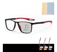 behound Sport Intelligent Photochromic Progressive Bifocal Presbyopia Glasses for Women Men, Chromoscope. Multifocus Reading Glasses (+1.00/40-45 YEAR,Red)