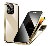 behound Stealth Case,Stealth Carbon Fiber Phone Case,Stealthcase Magnetic Privacy Case with Double Buckle for iPhone 11/12/13/14/15 Pro Max,Privacy Screen Protector Case For iPhone (15Pro,Gold)