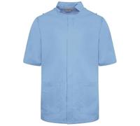 Behrens Male Mandarin Healthcare Tunic, for Healthcare Professionals, with Epaulette Loops, Waterproof Pockets, Action Back, Zip Fastening, Professional Healthcare Uniform, Color Sky Size 40