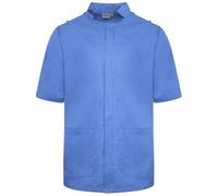 Behrens Male Mandarin Healthcare Tunic, for Healthcare Professionals, with Epaulette Loops, Waterproof Pockets, Zip Fastening, Professional Healthcare Uniform, Color Hospital Blue Size 36