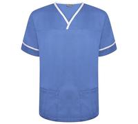 Behrens NSTT/HBWT-XL Contrast Trim Smart Scrub Top, Hospital Blue/White Trim, XL Size