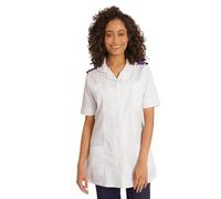 Behrens Tunic with Epaulette Loops, for Women, Ease Movement, Healthcare Professionals, Comfortable, Waterproof Pocket, Concealed Zip, Colour White Size 12