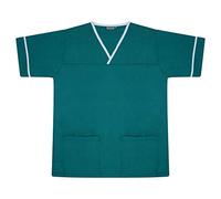 Behrens Unisex Healthcare Uniform Scrub Tunic with Trim Bottle Green/White Trim Small
