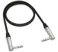 Behringer Instrument Patch Cable - 1/4 Inch TRS Male to 1/4 Inch TRS Male - 0.90 m / 3 ft - Right Angled - Gold Performance - GIC-90 4SR, Black/Silver