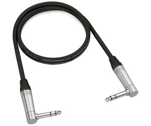 Behringer Instrument Patch Cable - 1/4 Inch TRS Male to 1/4 Inch TRS Male - 0.90 m / 3 ft - Right Angled - Gold Performance - GIC-90 4SR, Black/Silver