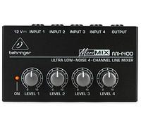 Behringer MX400 MicroMIX 4-Channel Mono Line Mixer for Guitar, Synth, Podcast & Studio, Ultra Low-Noise Audio Blender with Level Controls, 12V Adapter Included