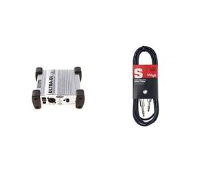 Behringer ULTRA-DI DI100 Professional Battery/Phantom Powered DI-Box & Stagg SAC3PS DL 3m/10 ft Deluxe Jack to Jack Instrument Cable