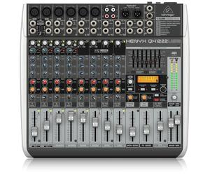 Behringer XENYX QX1222USB Premium 16-Input 2/2-Bus Mixer with XENYX Mic Preamps and Compressors, Klark Teknik Multi-FX Processor, Wireless Option and USB/Audio Interface