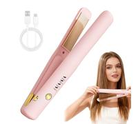 BEHUX 2 in 1 Cordless Hair Straighteners and Curler, Rechargeable Travel Straightener, 4 Temp Settings & Fast Heating, Portable Travel Wireless Straightener, Mini Flat Iron Curling Wand for Women