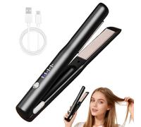 BEHUX 2 in 1 Cordless Hair Straighteners and Curler, Rechargeable Travel Straightener, 4 Temp Settings & Fast Heating, Portable Travel Wireless Straightener, Mini Flat Iron Curling Wand for Women