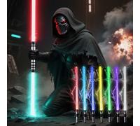 BEHUX 2 Pack Light Up Saber with Sound, 7 Colors Retractable Lightsaber, LED Light Saber Sword Toy for Kids Boys Gift, Star Wars Lightsaber for Party Favors Halloween Xmas Dress Up (2PCS)