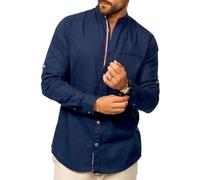 behype. Men's Linen Shirt Long Sleeve Shirt - Casual Shirt in Regular Fit Stand-Up Collar Summer Shirt - Beach Shirt in Summer Look for Men
