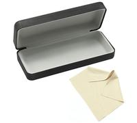 BEIBXHQQ 1 Black Glasses Case and 1 Beige Glasses Cloth, Protective Leather Clamshell Hard Sunglasses Case, Myopia Unisex