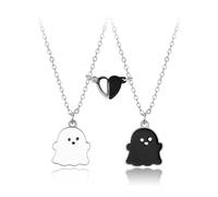 BEIBXHQQ 1 Pair Black and White Ghost Magnet Pendant, Friendship Necklace