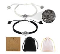 BEIBXHQQ 1 Pair of Couple Bracelets, 2 Storage Bags, Matching Bracelets, Long-Distance Love Bracelets, Partner Bracelets, Personalized Couple Black and White Bracelets, Suitable for Gift Giving