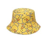 BEIBXHQQ 1 Piece Little Yellow Duck Bucket Hat, Reversible Sun Protection Hat, Unisex, Yellow, 56-58cm