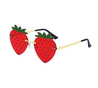 BEIBXHQQ 1 Piece of Strawberry Sunglasses, Rimless Sunglasses, Women's Strawberry Sunglasses, Uv400 Glasses, Strawberry Decorations, Fashionable Personalized Sunglasses, Funny Glasses