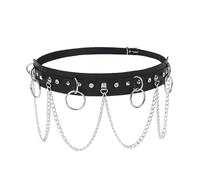 BEIBXHQQ 1 Piece Punk Chain Belt, Black, Suitable for Dates, Dance Parties, Role-Playing
