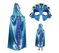 BEIBXHQQ 1 Set of Children's Dinosaur Costume, Dinosaur Mask, Blue Children's Cape, Dinosaur Cape, Children's Fancy Dress, Perfect for Birthday Parties, Theme Play, Suitable for Girls and Boys