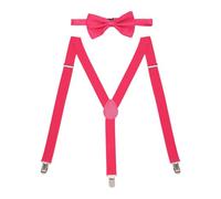 BEIBXHQQ 1 Suspender, 1 Bow Tie, Suspenders for Men and Women, Pink Suspenders, Suspender Tie Set, Adjustable Suspenders, Pink Accessories, Carnival Suspender Accessories (Pink)