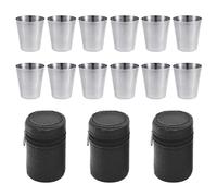 BEIBXHQQ 12-Piece Portable Mugs, 3-Piece Storage Bag Set, Stainless Steel Mugs, Hiking Mugs, Portable Mug Set, Wine Bottle Mugs, Stainless Steel Wine Bottle Set