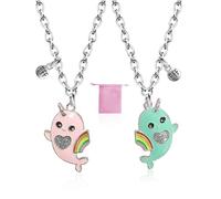 BEIBXHQQ 2 Narwhal Necklaces, 1 Gift Bag, Magnetic Necklace, Friendship Necklace, Children's Necklace, Cartoon Necklace, Best Friend Necklace