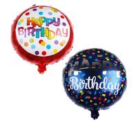BEIBXHQQ 2 Pieces Happy Birthday Balloons, Blue & Red, Foil, Round, Birthday Decoration, Slogans, Surprise Party
