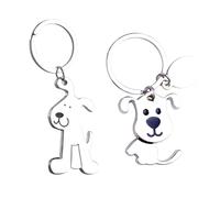 BEIBXHQQ 2 Pieces Metal Dog Keychains, Animal and Cartoon Cute Backpack Pendants for Dog Lovers (Silver)