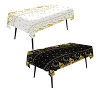 BEIBXHQQ 2 Pieces Moon Themed Tablecloth for Ramadan, Umrah Mubarak, Eid, Church, and Crayfish - Table Decoration Cloth