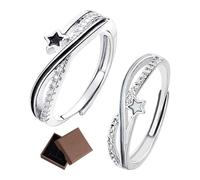 BEIBXHQQ 2 Pieces Rings, 1 Piece Ring Gift Box, Women's Rings, Adjustable Rings, Anniversary Rings, Rings with Pendants, Fashion Rings, Star Rings, Double Ring Rings, Suitable for Ladies Girls