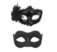 BEIBXHQQ 2 Pieces Sequin Masks, Venetian Mask Set, Masquerade Mask, Party Mask, Half Face Mask, Sexy Eye Mask, Feather Mask, Suitable for Stage Performance, Cosplay, Carnival (Black)
