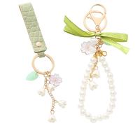 BEIBXHQQ 2 Pieces Women's Keychains, Cute Keychains, Leather Keychains, Car Keychains, Floral Keychains, Keychain Accessories, Suitable for Car Keys, Handbags