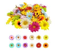 BEIBXHQQ 200 Multicolor Handmade Silk Daisy Flowers, 3.5-4cm, Artificial Daisies, Office Decor
