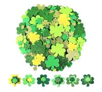 BEIBXHQQ 240 Pieces Glitter & Solid Color Shamrock Stickers, Green, EVA Material, Suitable for DIY, Party, Birthday