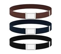 BEIBXHQQ 3 Pieces of Children's Belts, Elastic Waistband, Elastic Waistband, Adjustable Waistband, Sports Belt, Summer Camp Belt, Suitable for Daily, Camping, Mountaineering (Brown, Black, Navy Blue)