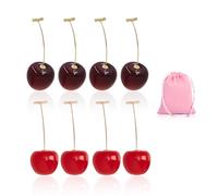 BEIBXHQQ 4 Pairs Of Cherry Earrings, 1 Piece Gift Bag, Cherry Earrings For Women, 3d Red Cherry Drop Earrings, Cherry Earrings, Hanging Fruit Earrings, Fruit Earrings, 1.6*1.7cm