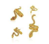 BEIBXHQQ 4 Piece Vintage Snake Open Ring Set - Gold Snake Medusa Jewelry