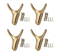 BEIBXHQQ 4 Pieces Gold Coat Hooks, Wall Hooks, Multi-purpose, Zinc Alloy, Matte Gold