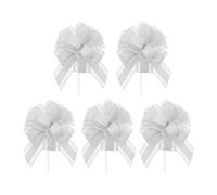 BEIBXHQQ 5 Pieces White Flower Wrapping Ribbon, Bow Ribbon, Gift Wrapping, Decorative Ribbon, Wrapping Paper Ribbon, Suitable for Gifts, Wedding and Floral Decoration
