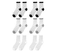 BEIBXHQQ 6 Pairs of Women's Fantasy Lace Socks, Transparent Stockings, Nylon Socks, Women's Glitter Socks, Frilly Socks, Fashionable Socks, Thin Socks, Suitable for Daily Matching