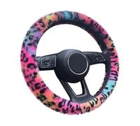 BEIBXHQQ Leopard Dot Steering Wheel Cover, Tie-Dye Leopard Print, Elastic Plush Car Handlebar Cover