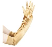 BEIBXHQQ Satin Elbow Gloves - Dress & Dance Gloves, Warm & Fashionable Retro Design, Suitable for Weddings (Gold)