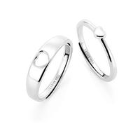 BEIBXHQQ Splicing Love Hollow Ring - Adjustable Heart-Shaped Couple Ring for Weddings, Parties, Birthdays (Silver)