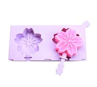 beicemania® Stackable Flower Cherry Blossom Sakura Silicone Ice Lolly Mould with Plastick Resuable Popsicle Sticks Classic Violet
