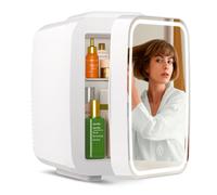 BEICHEN Mini Skin Care Refrigerator, 4L/6 Can, Dimmable LED Light Mirror, Quiet Operation, Heating & Cooling, Home & Car Use