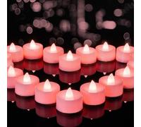 BEICHI Flameless LED Tea Lights - 24-Pack Battery Operated Fake Tealight Candles, Votive Candles Bulk for Holidays (Pink)
