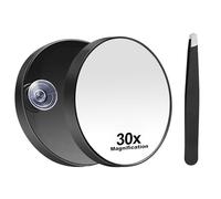 beidaiby Magnifying Mirror 30x, Round, Frameless, Black, Small, Travel, Classic, Wall-Mounted, Suction Cup, Mirror